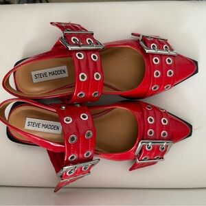 Steve Madden Red Buckle Flats